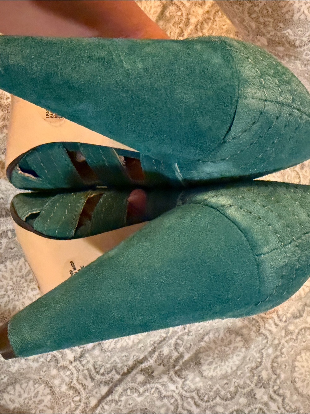 Teal Suede Cutout Block Heel Pumps Seychelles - Picture 5 of 7